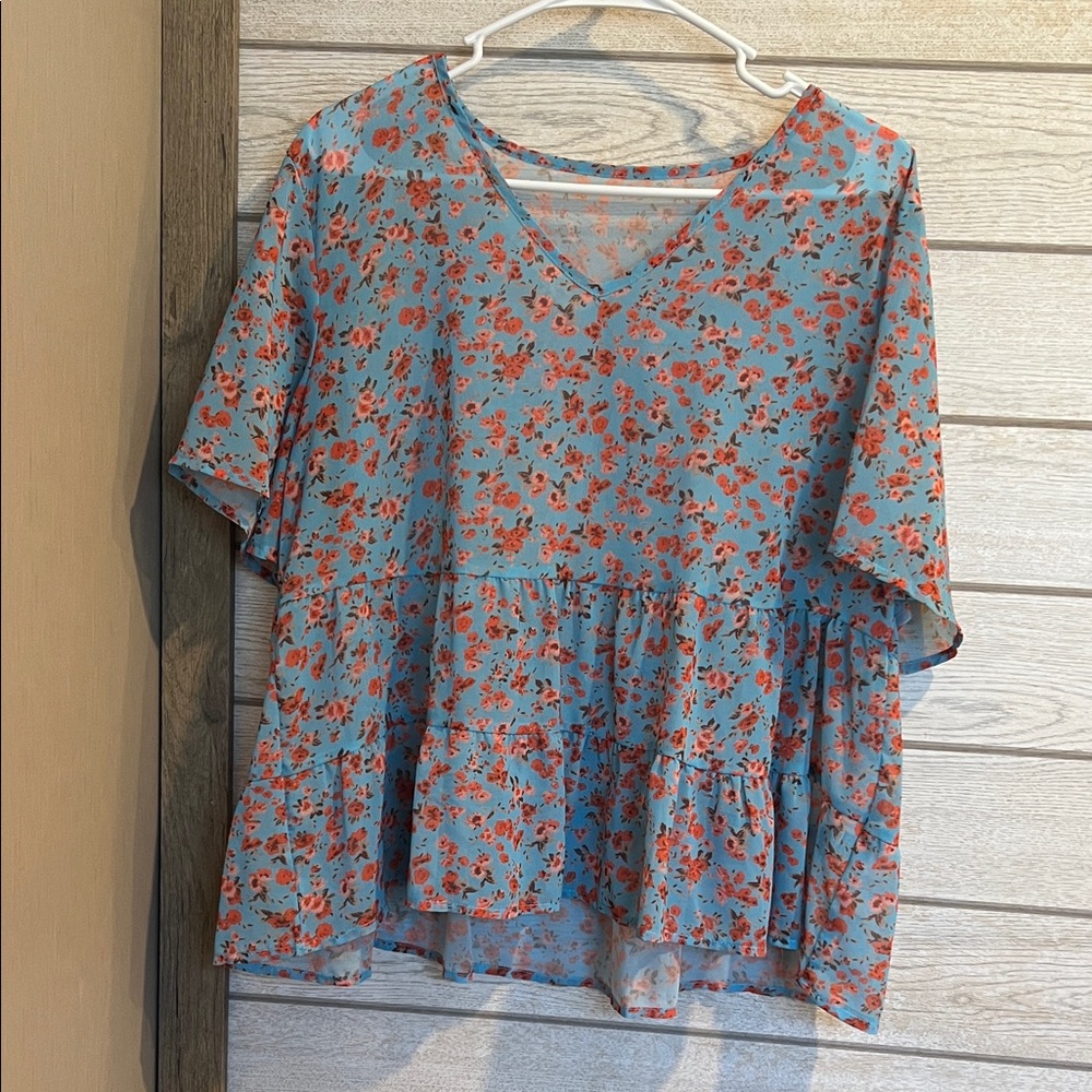 Floral V-Neck Women Top